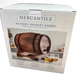Mercantile wooden whiskey barrel dispenser- nwt